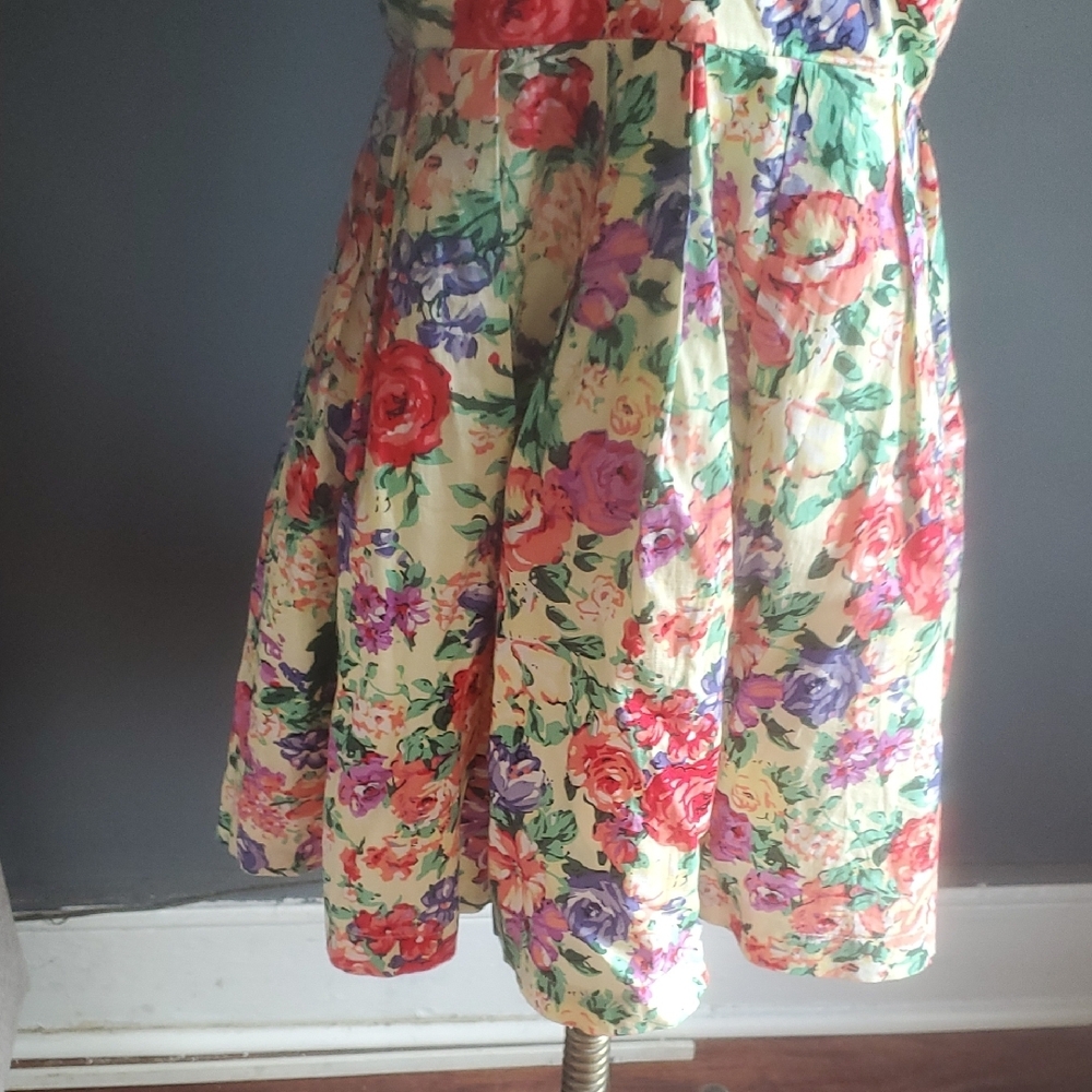 Sans Souci Pink and Green Pleated Strapless Sundress Sz M - Picture 4 of 17
